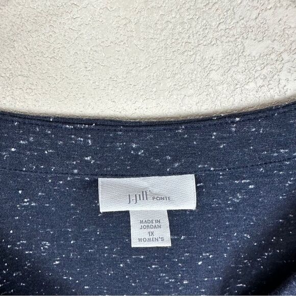 J. Jill Speckled Black Shift Dress Contemporary Causal 1X V-Neck - Picture 3 of 6